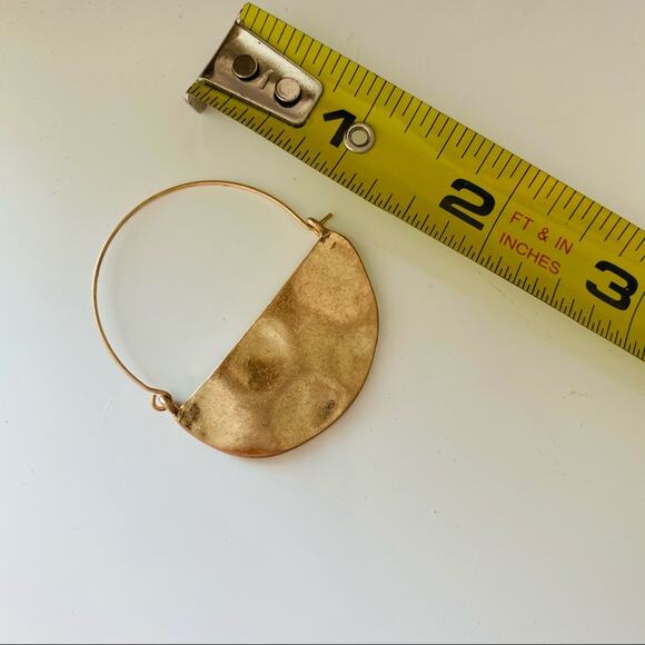 NEW NORDSTROM REVOLVE Gold Hammered Half Circle Disc Hoop Earrings Jewelry Boho - Picture 9 of 10